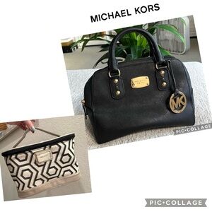 MICHAEL KORS LEATHER DOME SATCHEL FREE HAT SCARF HOLDER & NINE WEST MAKEUP BAG